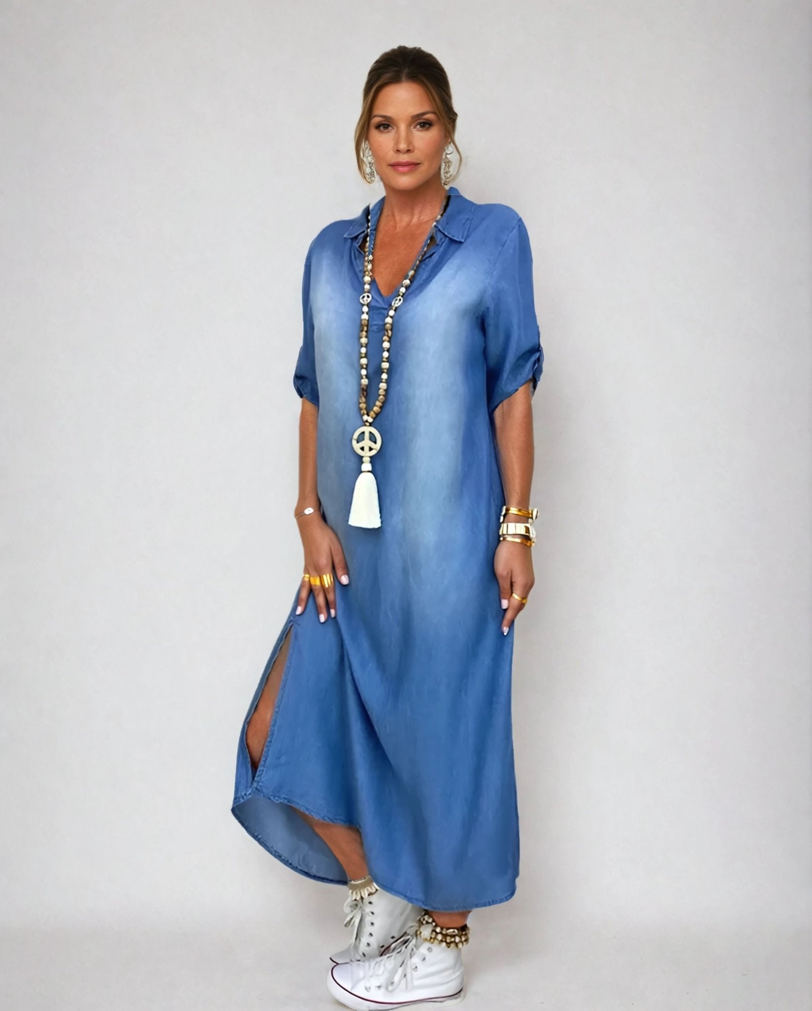 Camille™ | Long Denim-Style Dress