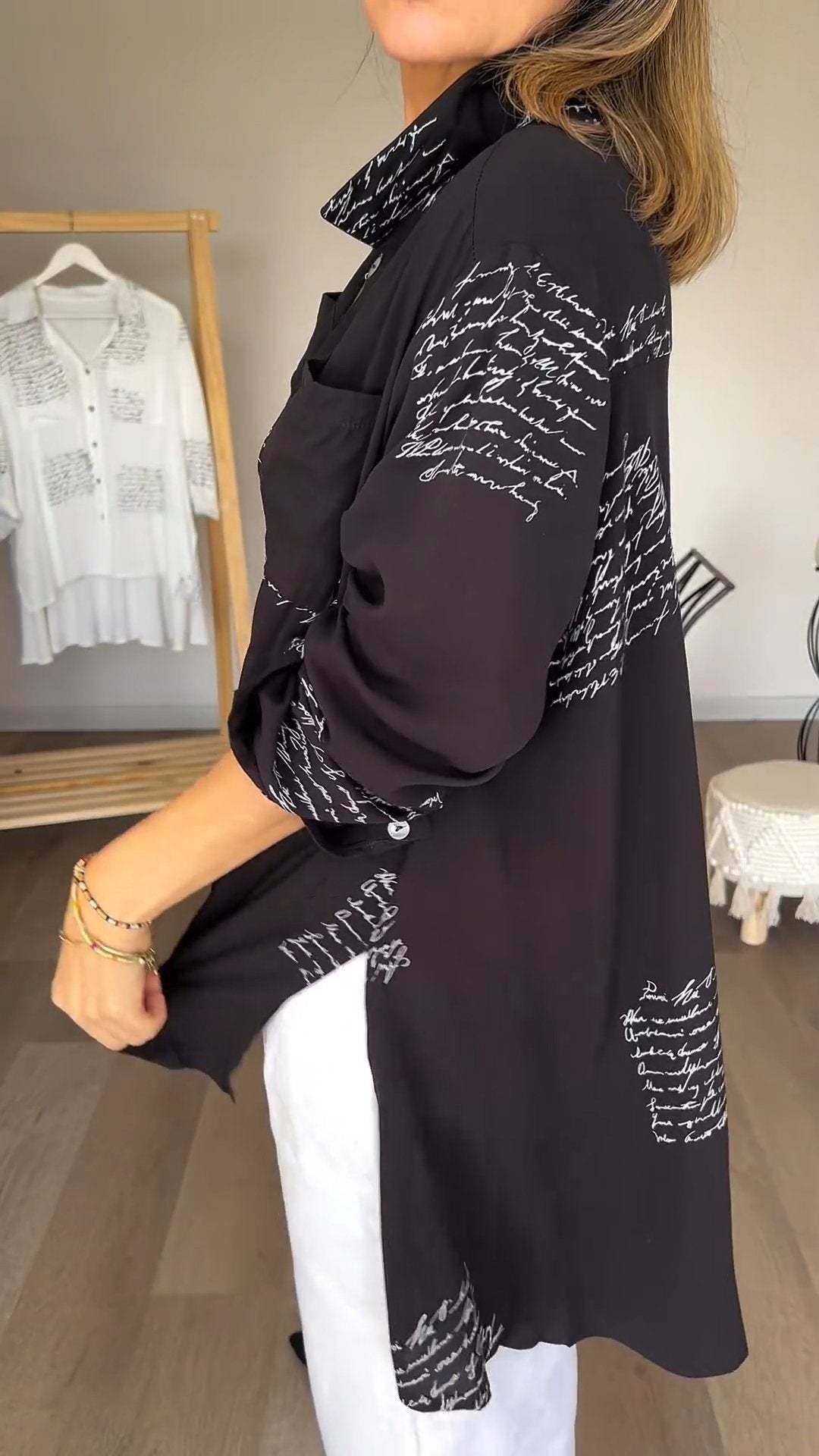 Tiemona | Script Button-Up Shirt