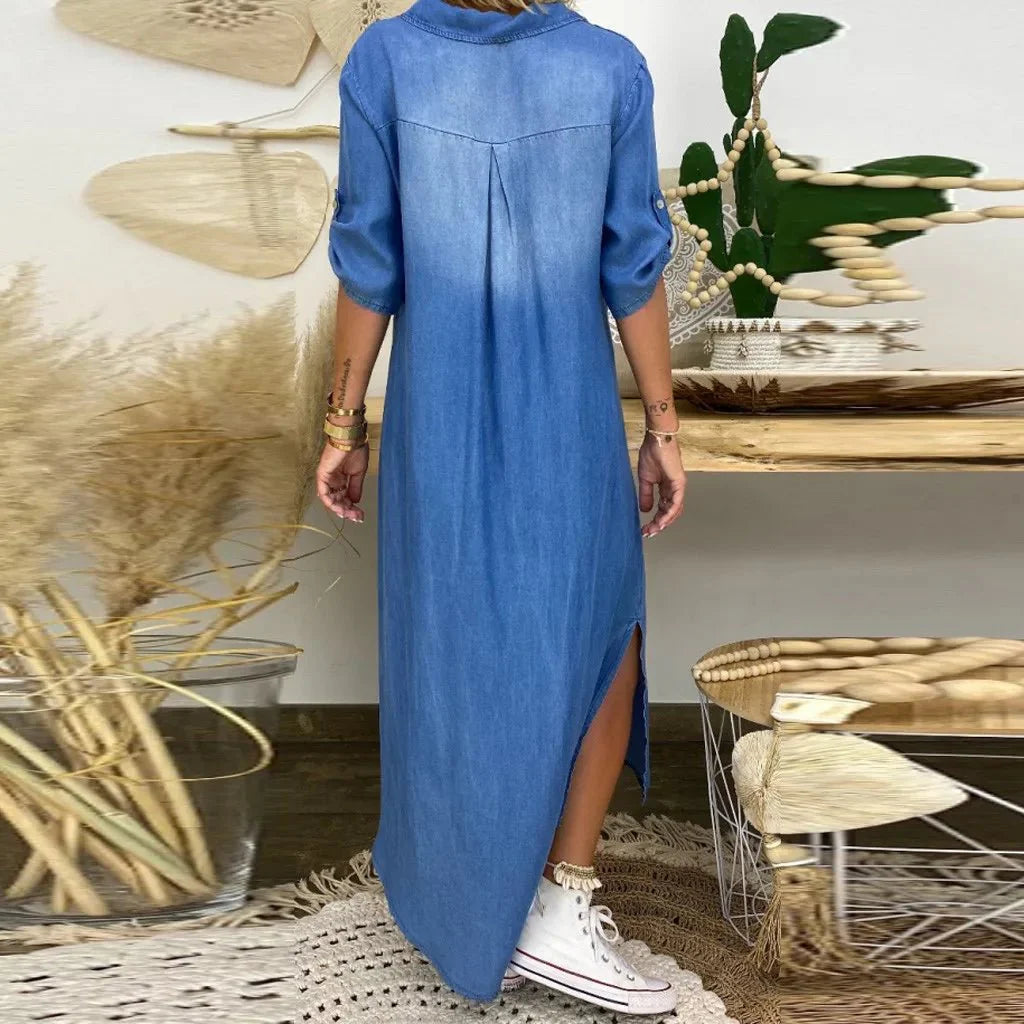 Camille™ | Long Denim-Style Dress