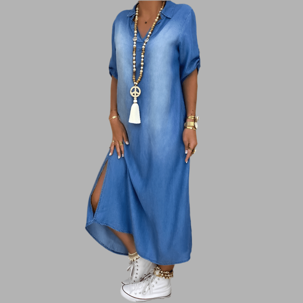 Camille™ | Long Denim-Style Dress